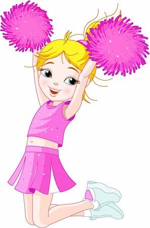 pompa - Illustration of cute cheerleading girl jumping in air Stock Photo - Budget Royalty-Free & Subscription, Code: 400-04211096