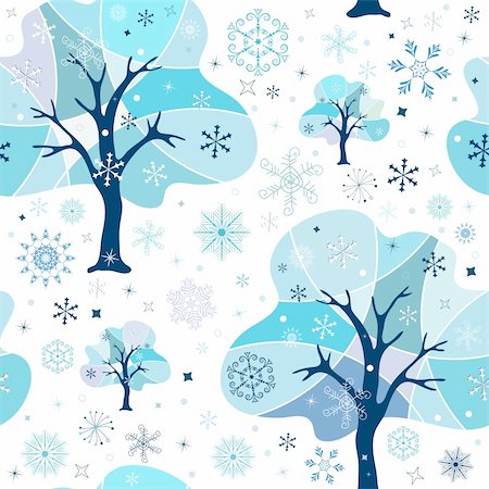 Seamless white-blue winter pattern (vector) Stock Photo - Budget Royalty-Free & Subscription, Code: 400-04211195