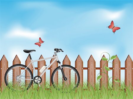 Summer background with a bike. Vector illustration. Stock Photo - Budget Royalty-Free & Subscription, Code: 400-04211214