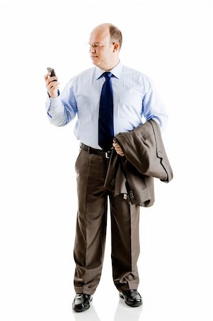 simsearch:400-04963726,k - Middle-aged businessman sending a text message, isolated on white background Stock Photo - Budget Royalty-Free & Subscription, Code: 400-04211429