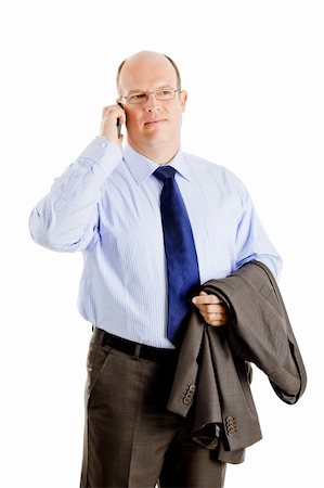 simsearch:400-04180586,k - Middle-aged businessman making a phone call, isolated on white background Stockbilder - Microstock & Abonnement, Bildnummer: 400-04211430