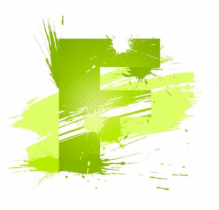 Green abstract paint splashes font. Letter F. Vector on white background. Stock Photo - Budget Royalty-Free & Subscription, Code: 400-04211544