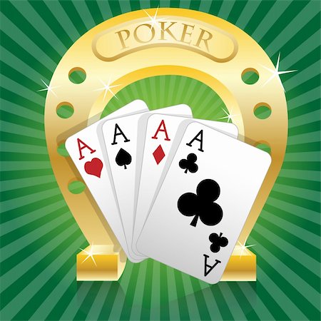 playing horse shoes - Illustration of poker and gold horseshoe on the green background. Stock Photo - Budget Royalty-Free & Subscription, Code: 400-04211716