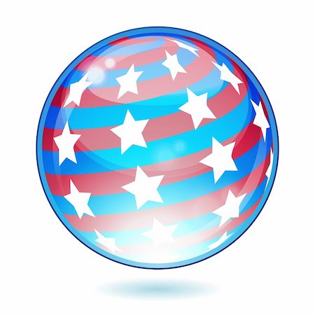 simsearch:400-04738956,k - USA America shiny button flag - vector illustration. Isolated abstract object against white background. Photographie de stock - Aubaine LD & Abonnement, Code: 400-04211744