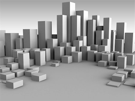 abstract 3d illustration of gray boxes city background Stock Photo - Budget Royalty-Free & Subscription, Code: 400-04212023