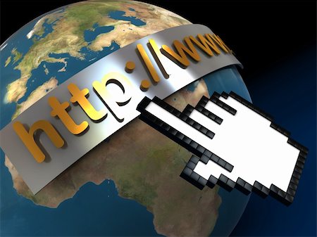 simsearch:400-05688215,k - abstract 3d illustration of earth globe and internet address sign, over black background Stock Photo - Budget Royalty-Free & Subscription, Code: 400-04212036
