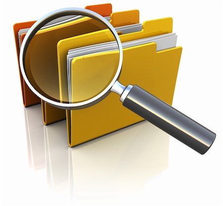 simsearch:400-04672625,k - 3d illustration of documents folders with magnify glass Stock Photo - Budget Royalty-Free & Subscription, Code: 400-04212044