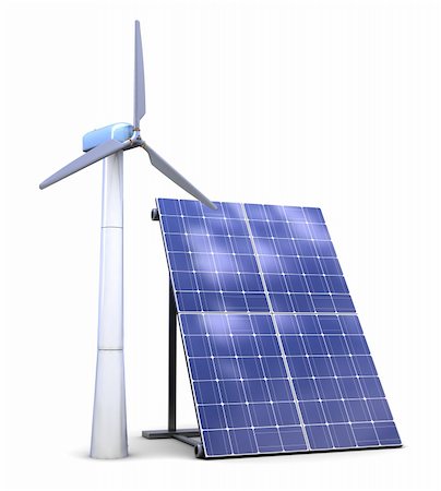 simsearch:400-05229781,k - 3d illustration of solar and wind power generators Stock Photo - Budget Royalty-Free & Subscription, Code: 400-04212103