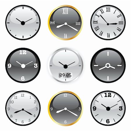 simsearch:400-04690033,k - vector set of clocks Stock Photo - Budget Royalty-Free & Subscription, Code: 400-04212124