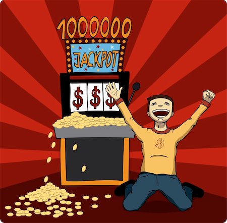 Excited man at slot machine. Stock Photo - Budget Royalty-Free & Subscription, Code: 400-04212136