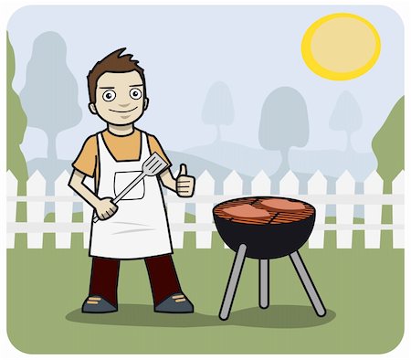 Young man cooking at a BBQ. Stock Photo - Budget Royalty-Free & Subscription, Code: 400-04212133