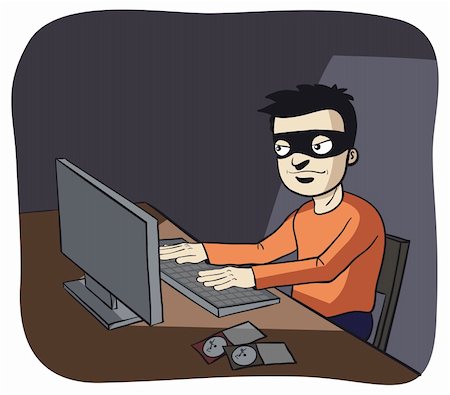 illustration of a hacker using a computer Stock Photo - Budget Royalty-Free & Subscription, Code: 400-04212148