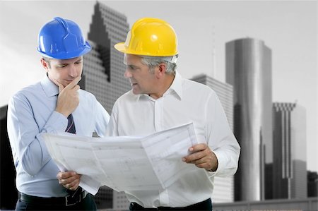 simsearch:400-04616755,k - architect engineer two expertise team plan talking hardhat skyscraper buildings Stock Photo - Budget Royalty-Free & Subscription, Code: 400-04212202