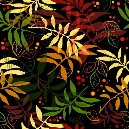 simsearch:400-04279579,k - Seamless autumn floral black pattern with colorful leaves (vector EPS 10) Stock Photo - Budget Royalty-Free & Subscription, Code: 400-04212220