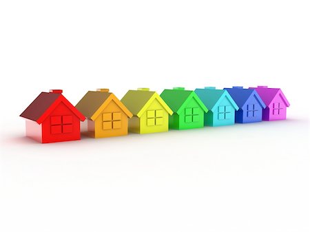 Illustration of some houses in colour rainbows Stock Photo - Budget Royalty-Free & Subscription, Code: 400-04212260