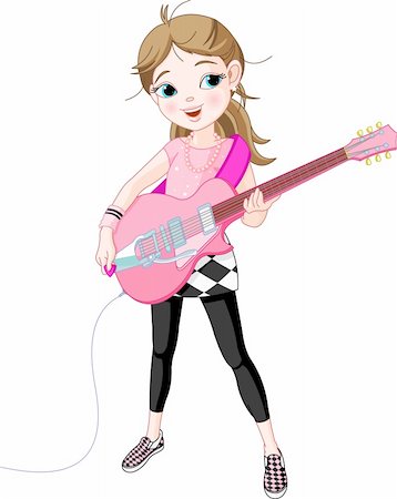 dazdraperma (artist) - Cool rock star girl playing guitar Foto de stock - Super Valor sin royalties y Suscripción, Código: 400-04212395