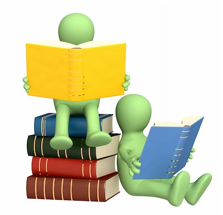simsearch:400-06074785,k - Two puppets, reading the books. Over white Stock Photo - Budget Royalty-Free & Subscription, Code: 400-04212450
