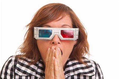 Portrait of scared young woman with 3D glasses Photographie de stock - Aubaine LD & Abonnement, Code: 400-04212479