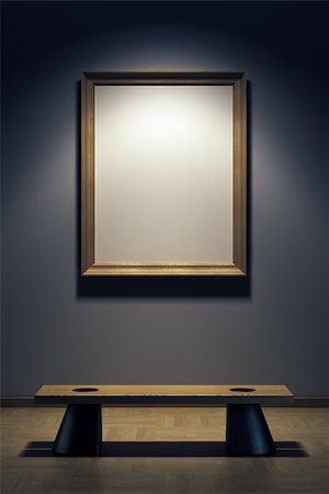 dark and gloomy room - blank frame in the gallery, 3d rendering Stock Photo - Budget Royalty-Free & Subscription, Code: 400-04212573