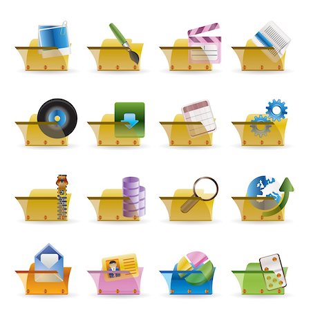 simsearch:400-04289956,k - Computer and Phone Icons - Folders - Vector Icon Set Stock Photo - Budget Royalty-Free & Subscription, Code: 400-04212606