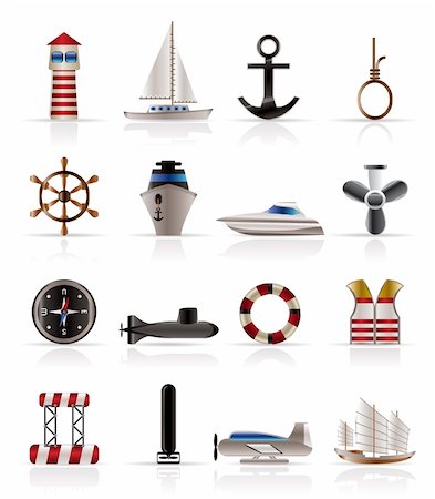 Marine, Sailing and Sea Icons - Vector Icon Set Foto de stock - Super Valor sin royalties y Suscripción, Código: 400-04212621