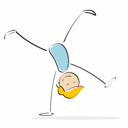 illustartion of vector kid doing somersault on an isolated white background Foto de stock - Royalty-Free Super Valor e Assinatura, Número: 400-04212634