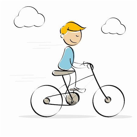 funny bikers pictures - illustration of vector kid riding bicycle on an isolated background Stock Photo - Budget Royalty-Free & Subscription, Code: 400-04212632