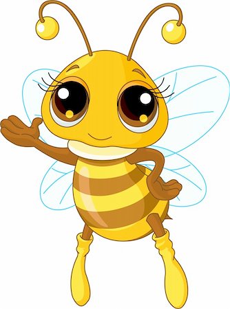 Illustration of a Friendly Cute Bee Showing And Flying Stock Photo - Budget Royalty-Free & Subscription, Code: 400-04212727