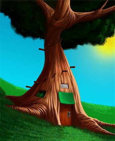 House in a big and old tree Stock Photo - Budget Royalty-Free & Subscription, Code: 400-04212796
