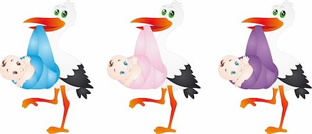 stork bird and baby - Baby vector. To see similar, please VISIT MY PORTFOLIO Stock Photo - Budget Royalty-Free & Subscription, Code: 400-04212968