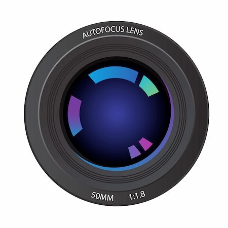 simsearch:400-04337386,k - Vector - Illustration of a 50mm camera lens from the front element showing various reflected colors Foto de stock - Royalty-Free Super Valor e Assinatura, Número: 400-04213397