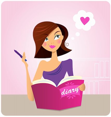 This sexy young woman is dreaming about big love. Vector Illustration. Stock Photo - Budget Royalty-Free & Subscription, Code: 400-04213405