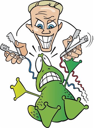 Illustration of crazy scientist and frightened frog Stockbilder - Microstock & Abonnement, Bildnummer: 400-04213477