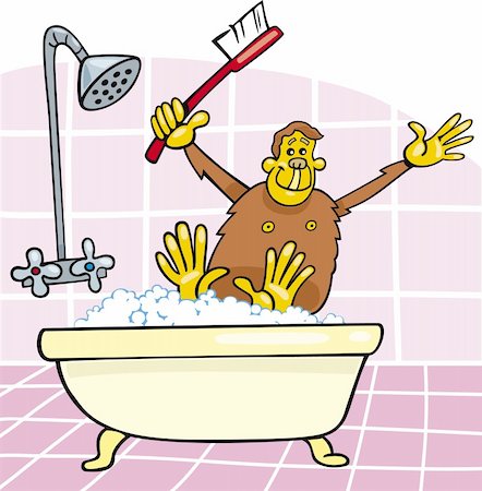 Cartoon vector illustration of monkey in bath Stock Photo - Budget Royalty-Free & Subscription, Code: 400-04213511