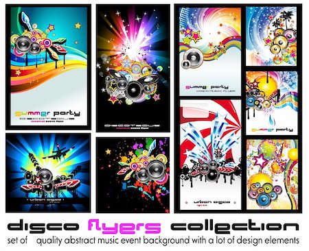 simsearch:400-04320039,k - Set of 9 Abstract Music Background for Discoteque Flyer with a lot of design  elementes - Set 5 Photographie de stock - Aubaine LD & Abonnement, Code: 400-04213528