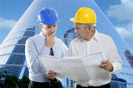 simsearch:400-04616755,k - architect engineer two expertise team plan talking hardhat skyscraper buildings Stock Photo - Budget Royalty-Free & Subscription, Code: 400-04213787