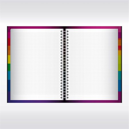 simsearch:400-04277882,k - Vector spiral lined notebook isolated on white. Illustration for your design. Foto de stock - Super Valor sin royalties y Suscripción, Código: 400-04224166