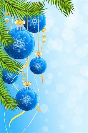 Christmas background with Christmas tree and Christmas Balls Stock Photo - Budget Royalty-Free & Subscription, Code: 400-04224263