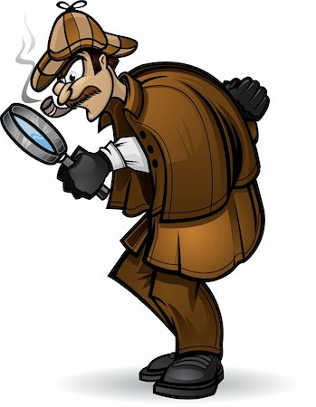 sherlock holmes picture with magnifying glass - Illustration of a Detective looking through his magnifying glass. Divided into layers for easy editing. Stock Photo - Budget Royalty-Free & Subscription, Code: 400-04224329