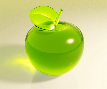 Symbolic green glass apple, 3d rendered image Stock Photo - Budget Royalty-Free & Subscription, Code: 400-04224500