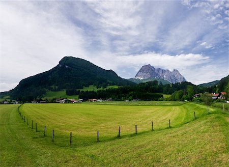 Farm field in Austrian Alps, Tirol, summer Stock Photo - Budget Royalty-Free & Subscription, Code: 400-04224607