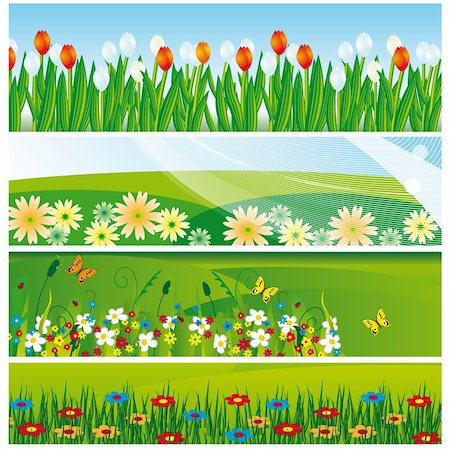 red blue and white living design - The collection of banners with flowers. Vector illustration. Vector art in Adobe illustrator EPS format, compressed in a zip file. The different graphics are all on separate layers so they can easily be moved or edited individually. The document can be scaled to any size without loss of quality. Stock Photo - Budget Royalty-Free & Subscription, Code: 400-04224617