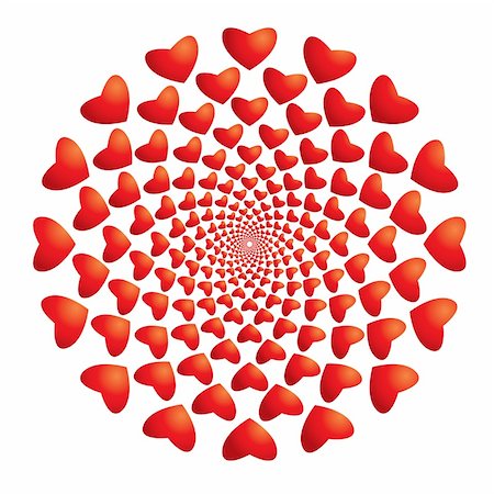 Hypnotic hearts vector rounded endless pattern Stock Photo - Budget Royalty-Free & Subscription, Code: 400-04225012