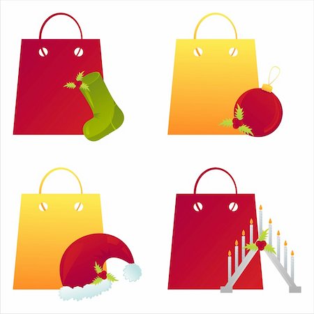 simsearch:400-05725983,k - set of 4 christmas shopping bags Foto de stock - Royalty-Free Super Valor e Assinatura, Número: 400-04225026