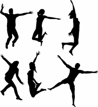 simsearch:400-05057007,k - people jumping silhouettes - vector Photographie de stock - Aubaine LD & Abonnement, Code: 400-04225031