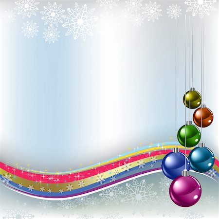 christmas greeting colored balls on silver background Stock Photo - Budget Royalty-Free & Subscription, Code: 400-04225061