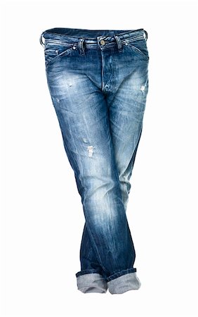 simsearch:400-04225197,k - Worn blue jeans isolated on white background Stock Photo - Budget Royalty-Free & Subscription, Code: 400-04225184