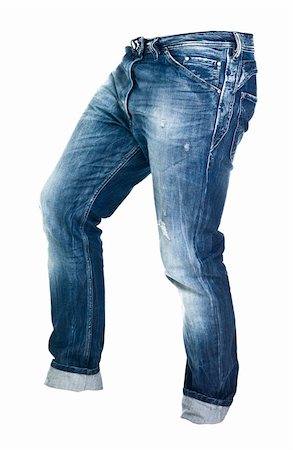 simsearch:400-04225197,k - Worn blue jeans isolated on white background Stock Photo - Budget Royalty-Free & Subscription, Code: 400-04225186