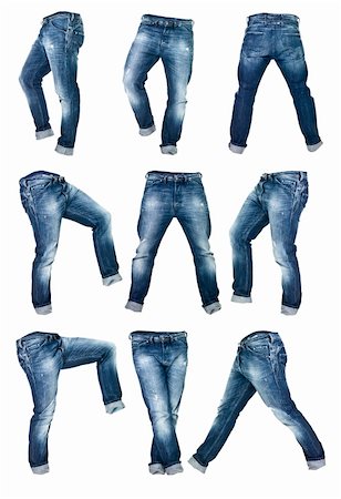 simsearch:400-04225197,k - Collage of Worn blue jeans isolated on white background Stock Photo - Budget Royalty-Free & Subscription, Code: 400-04225198