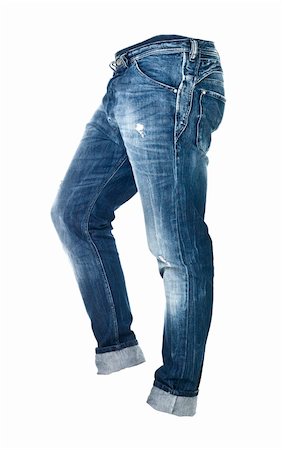 simsearch:400-04225197,k - Worn blue jeans isolated on white background Stock Photo - Budget Royalty-Free & Subscription, Code: 400-04225190